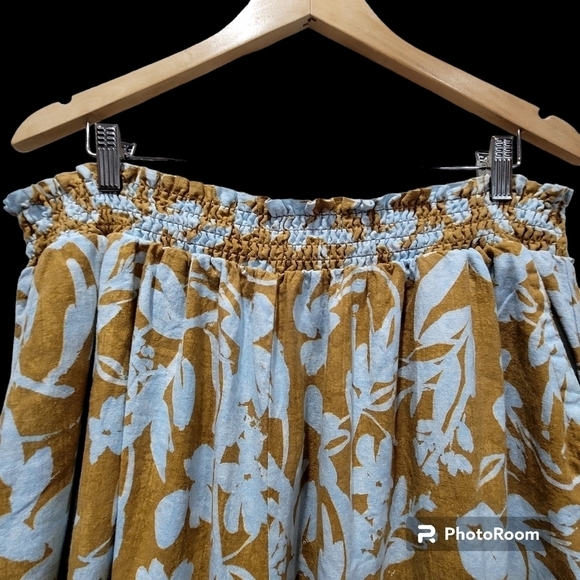 Ava & Viv 2X Floral Gold Linen Blend Shorts Boho Summer VCAY - Picture 2 of 6